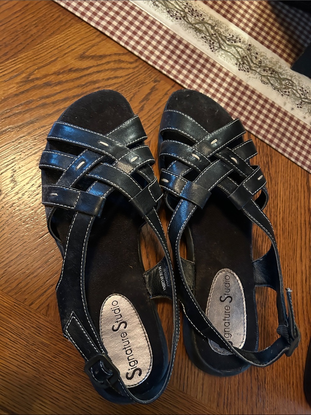 Signature Studio Black Woven Strap Sandals